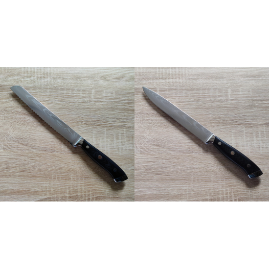 AKCIA 1+1 Nůž na pečivo Seburo WEST Damascus 200mm + Filetovací nôž Seburo WEST Damascus 210mm